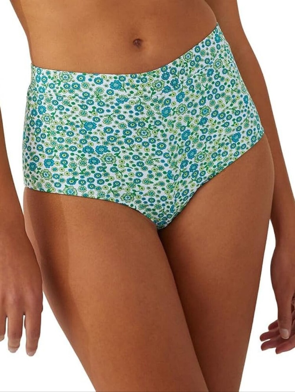 NWT Cotton On Body Floral High Waisted Bikini Bottoms Blue Green Swim Medium